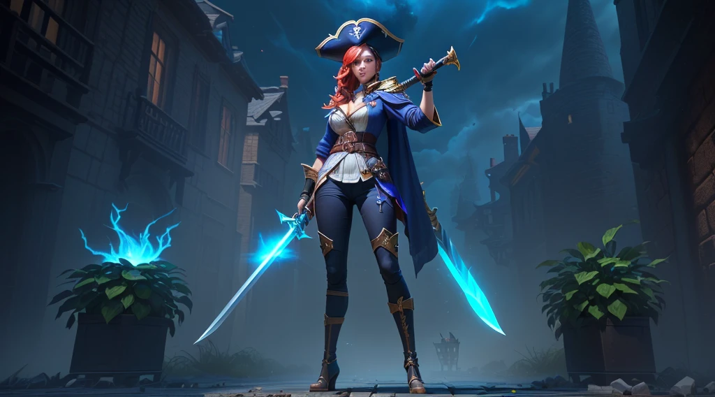 3D CGI Character of a woman with a sword, epic mage girl character, female pirate captain, katana zero video game character, hero character art, female mage, samira from league of legends, female mage!, stylized stl fantasy miniature, she is holding a sword, swashbuckler class pirate, character splash art, miss fortune league of legends