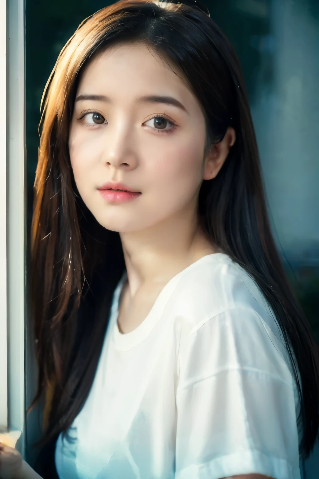 (8k, RAW photos, best quality, high resolution:1.1), (hyperrealistic:1.4),(realistic, photorealistic:1.3), soFt light,realistic Face,realistic body,realistic skin,disorderly,masterpiece,(cute:1.8),(leaning Forward:1.8),(from above:1.2),(toe:1.4),crawl on all Fours,throw,( Detailed white loose t-shirt:1.2),(BeautiFul breasts:0.9),(long hair,ponytail),(big:1.2),split,Fine black eyes,innocent eyes,droopy eyes,teary eyes,Open your lips,blush,good style,cinema light,Film Grain,toe,look at the viewers,Full Body,Depth oF Field, blurred background,Eye Focus,young,85mm lens, F/ 1.4,proFessional lighting,portrait,photon mapping,radio city,Physically Based Rendering,transparency,afternoon本の***,afternoon,sunny,outdoor