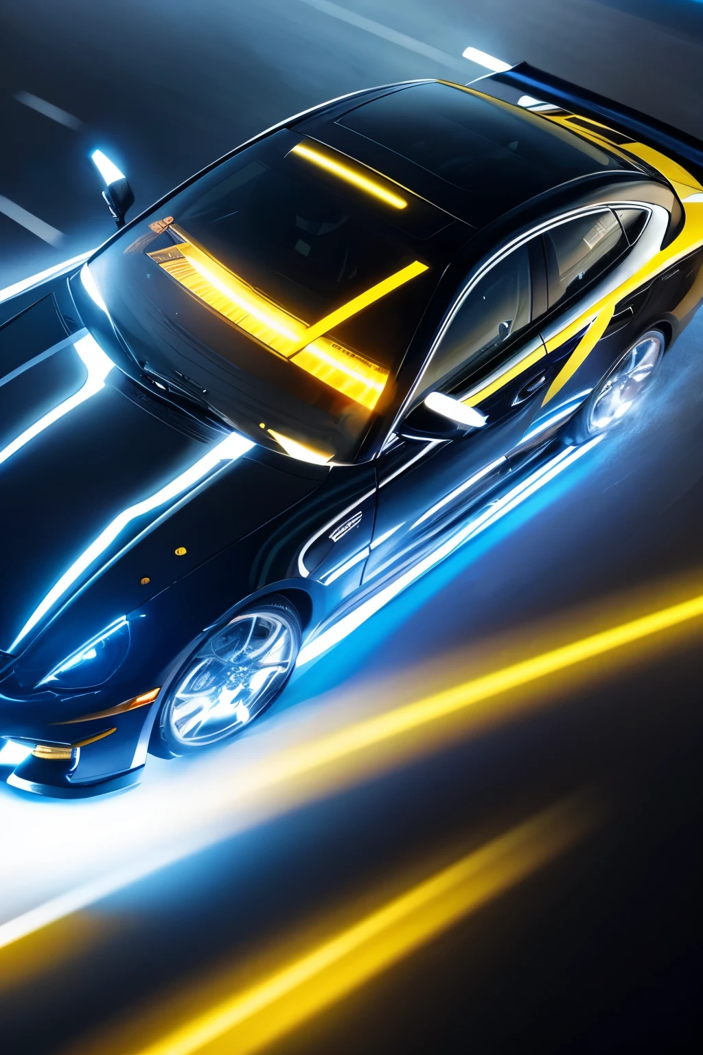 Illustration open car black lightning