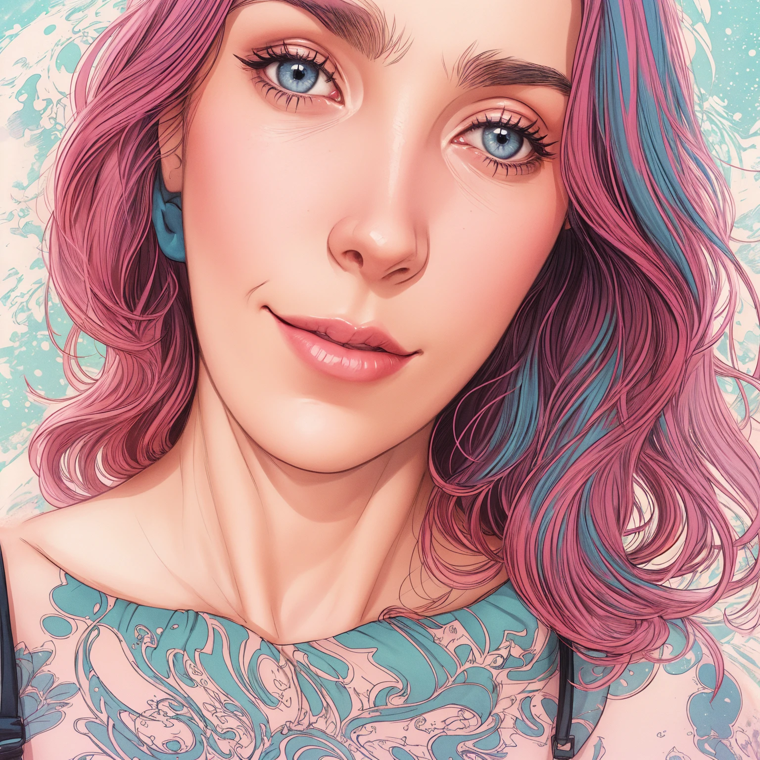 beautiful medium pink, blue colored eyes, pale skin, demon, claws, bangss, gothic art, full body shot shot, elegant pose, ssmile, Romanticism, work of art, anatomically correcte, high qualiy, super detaill, best qualityer, 4K, 8k, Perfect Woman, the most beautiful woman, her face has to be symmetrical and beautiful, baby pink hair, best qualityer final, beautfull woman, speech bubble, Galaxy,60s,70s,80s,colorfully,cosmo,space, detailed pink hair, delicate and well-detailed face,
