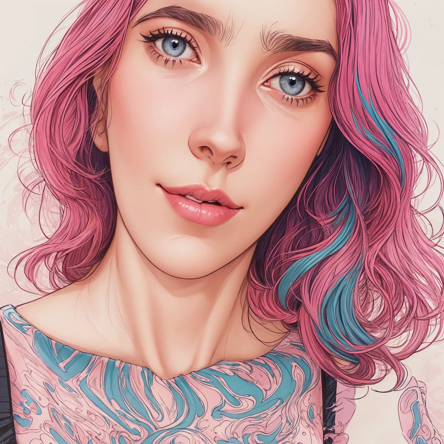 beautiful medium pink, blue colored eyes, pale skin, demon, claws, bangss, gothic art, full body shot shot, elegant pose, ssmile, Romanticism, work of art, anatomically correcte, high qualiy, super detaill, best qualityer, 4K, 8k, Perfect Woman, the most beautiful woman, her face has to be symmetrical and beautiful, baby pink hair, best qualityer final, beautfull woman, speech bubble, Galaxy,60s,70s,80s,colorfully,cosmo,space, detailed pink hair, delicate and well-detailed face,