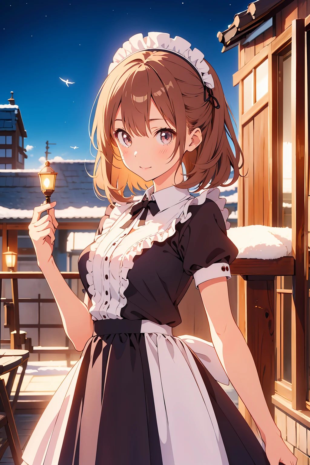 (Highest quality,Tabletop:1.2),(Anime Style,Comic Core:1.1),One Girl,Cute Style,Adorable,Highly detailed eyes,Highly detailed face,Very fine hair,About Hipdar,8k,solve,Maid,Maid服,Are standing,Hold a towel,