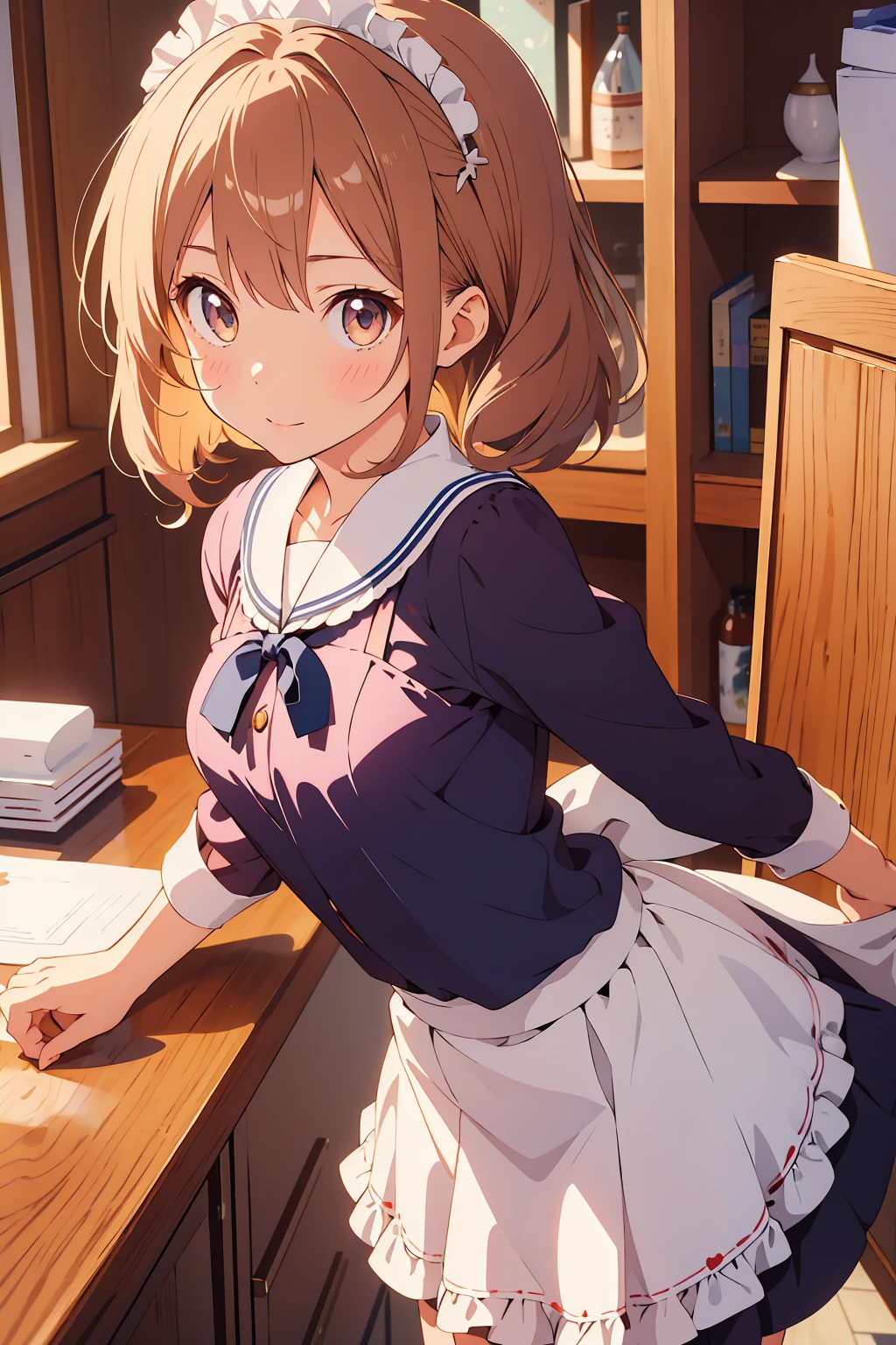 (Highest quality,Tabletop:1.2),(Anime Style,Comic Core:1.1),One Girl,Cute Style,Adorable,Highly detailed eyes,Highly detailed face,Very fine hair,About Hipdar,8k,solve,Maid,Maid服,Are standing,Hold a towel,