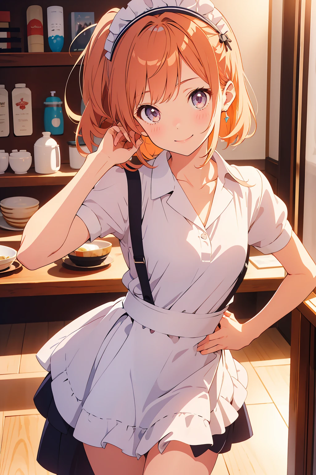 (Highest quality,Tabletop:1.2),(Anime Style,Comic Core:1.1),One Girl,Cute Style,Adorable,Highly detailed eyes,Highly detailed face,Very fine hair,About Hipdar,8k,solve,Maid,Maid服,Are standing,Hold a towel,