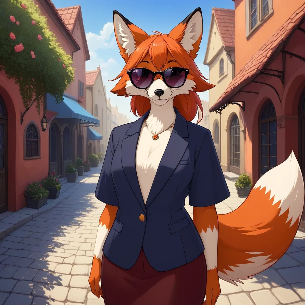 Anthropomorous fox in sunglasses