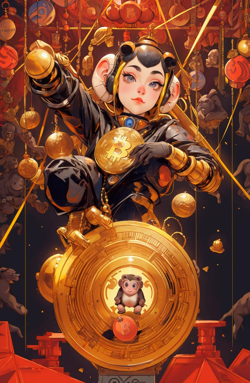 a close up of a beautiful girl on a bitcoin with a bitcoin in the foreground, bored ape nft, satoshi, bitcoin evil, 🚀🚀🚀, bitcoin, crypto, monkey, satoshi con, cryptocurrency, 🐋 as 🐘 as 🤖 as 👽 as 🐳, 🔞🤡, monkey punch, by Meredith Dillman, bizzaro, 2 d