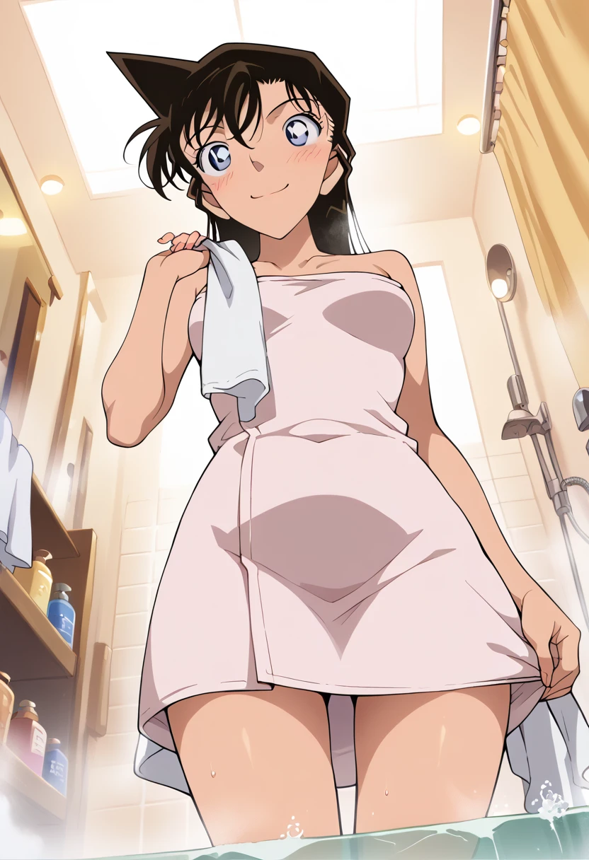 masterpiece,High resolution,Highest quality,8k (Detective Conan,Rank Dead) (One towel)Public bath,smile,blush,From below,