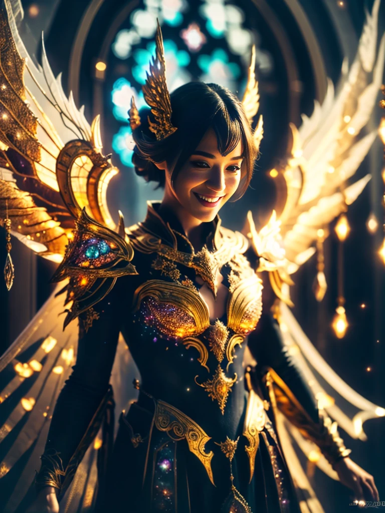 (Cinematic Photo:1.3) from (Realistic:1.3), (Smile:1.3) (Cinematic Photo:1.3) from (Realistic:1.3), (Magic Photo:1.3) from (Realistic:1.3), (Proud:1.3),  female mirror angel, angel wings, Intricate Surface Detail, Crystal Core, Bejeweled, Delicate close-up dress, Highly detailed fantasy character, Stunning community, Intricate décor, Detailed fantasy digital art, cgsociety 9, behance fantasy art, 4k detail  fantasy, detailed fantasy art, 8k high quality detail art, cgociety, Sparklecore, Hyperrealistic, Dreamlike, Ethereal Fantasy, Realistic, Fiction, Full-HD, HD, 8K, Soft Lighting, Beautiful Lighting, Incredibly Detailed, Naturalism, Land art, regionalism  , shutterstock contest winner, (zentangle:1.2), (random background:1.5), (shot with Nikon D7500 with Nikon 18-300mm lens, 1/640, f/6.3, ISO800),