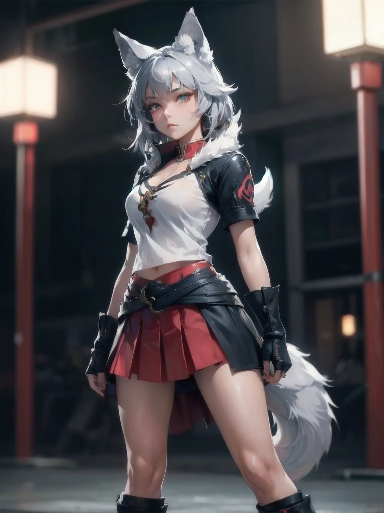 masterpiece, (textured skin), best quality, gorgeous beautiful, (a beautiful girl,wolf ears),detailed clothes,large breasts,narrow waist,, (beautiful face), cinematic lighting, (fantasy anime art ),