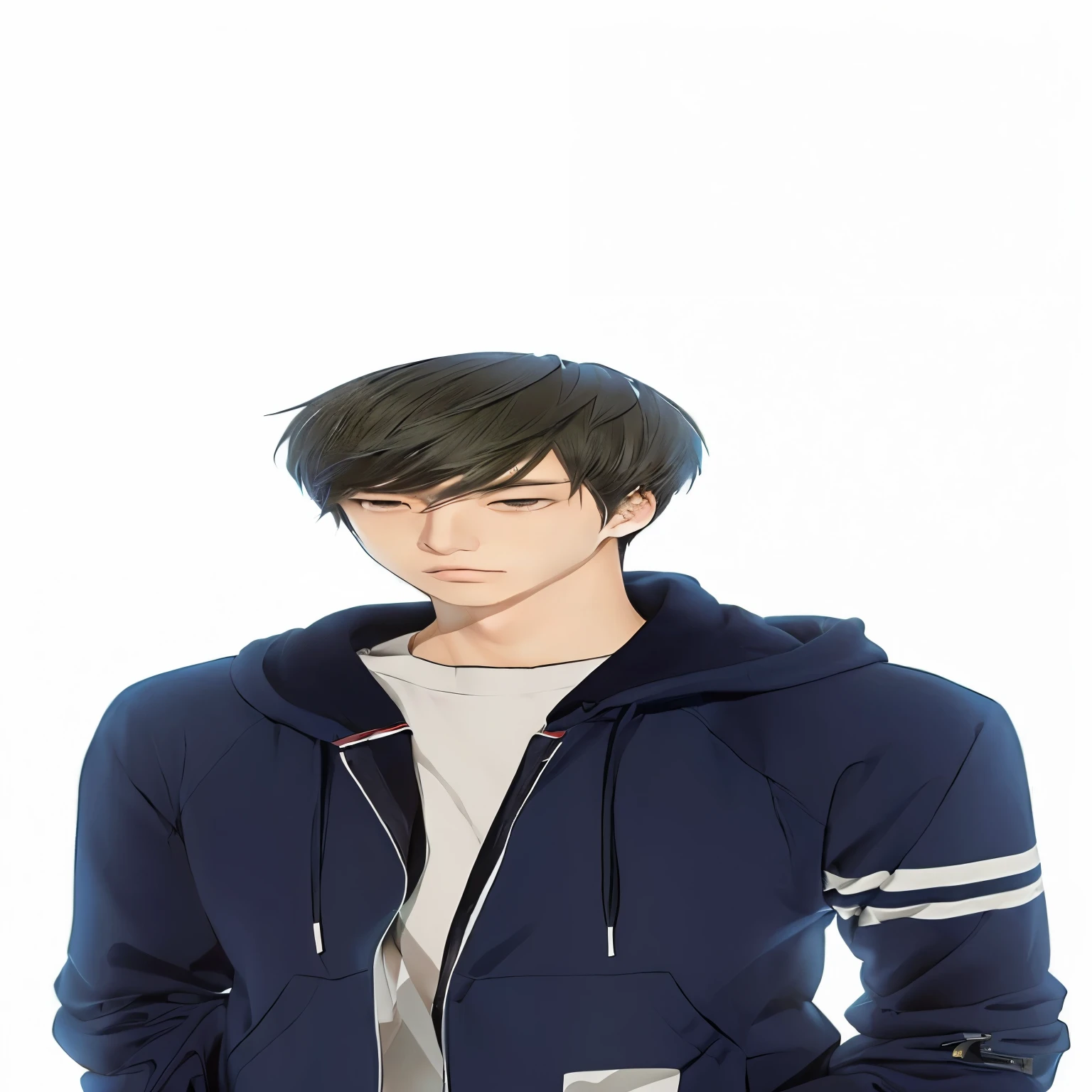 a close up of a person wearing a hoodie and a jacket, anime handsome man, male anime character, single character full body, kousuke oono, young anime man, semi realistic anime, takumi fujiwara, male anime style, inspired by Itō Ogura Yonesuke, inspired by Sakai Hōitsu, semi - realistic anime