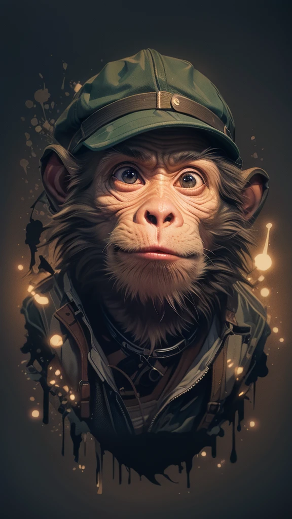 monkey with a white snapback basebal hat and Chili in month