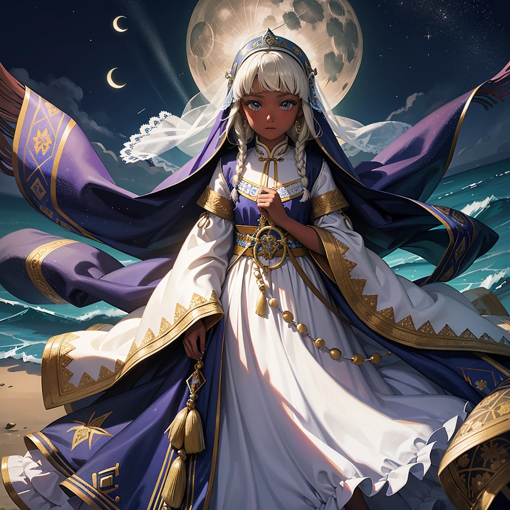 最high quality、high quality、、Brightly embroidered folk costumes from Central Asia and the Caspian Sea region、Bride Girl、Moonlight meadow、moonlight、Long dress