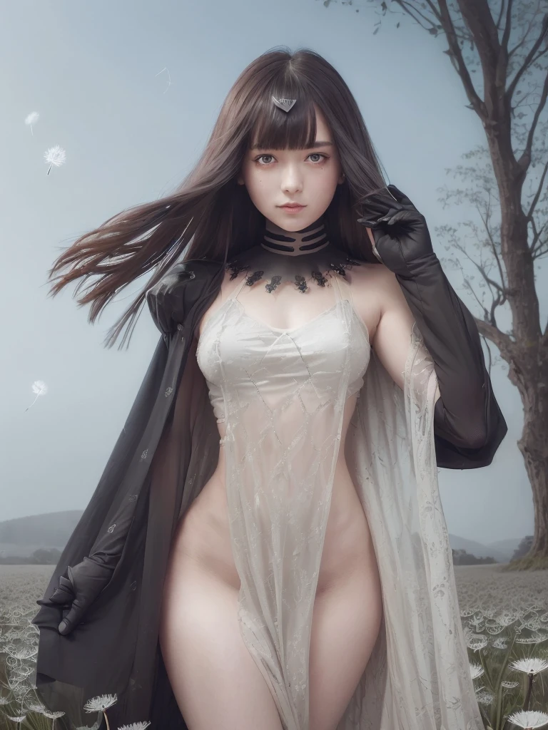 1 girl, realisitic, Raw photo, japanaese girl, (fullnude:1.9), (Beautiful and cute face:1.4), 18year old, bobhair, Black hair、(Crucifixion of a tree in a snowfield:1.5)、 (Tie your limbs to the tree with silver wire:1.7), not any dressed、(night sky full of stars:1.4 ), Snow accumulates all over the body、mid night、moonlights