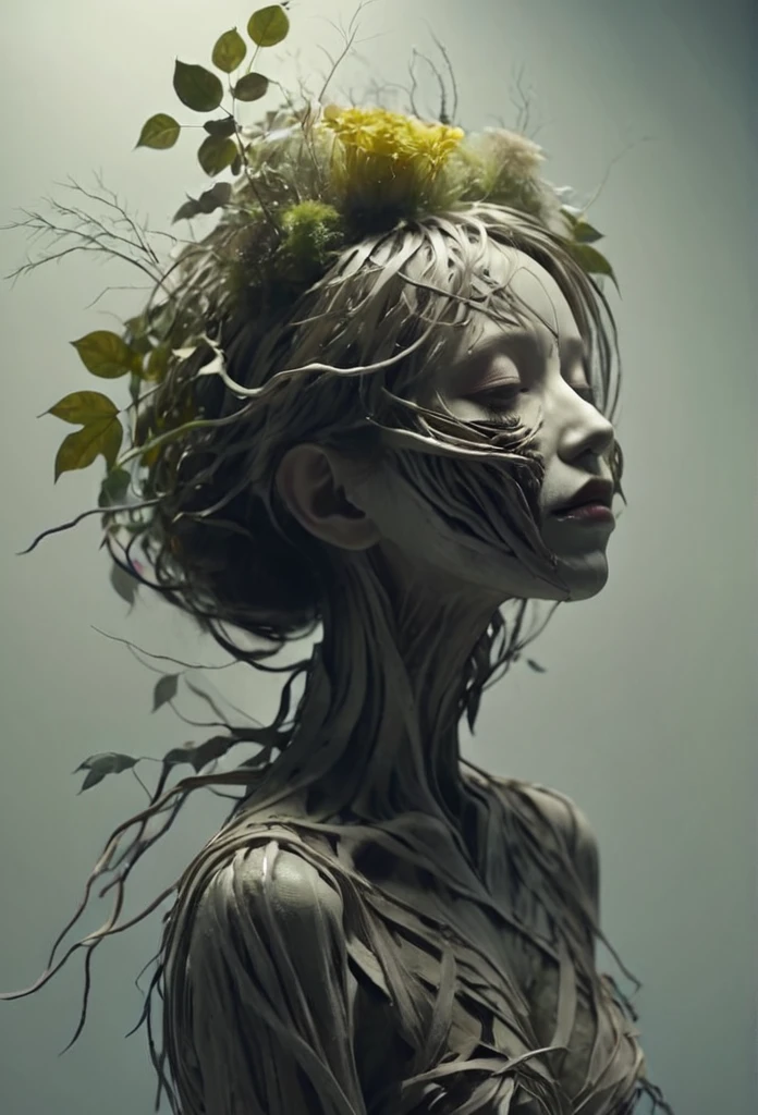 Girl made of dead plants，