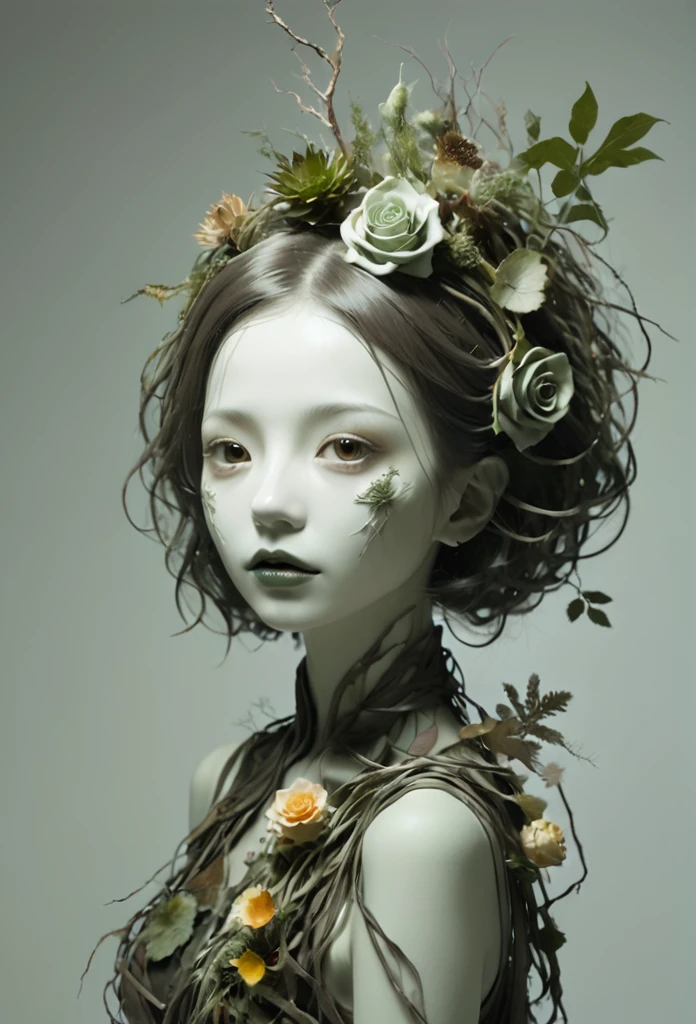 Girl made of dead plants,