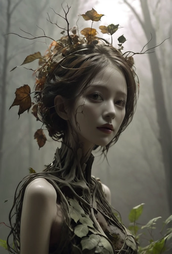 Girl made of dead plants,
