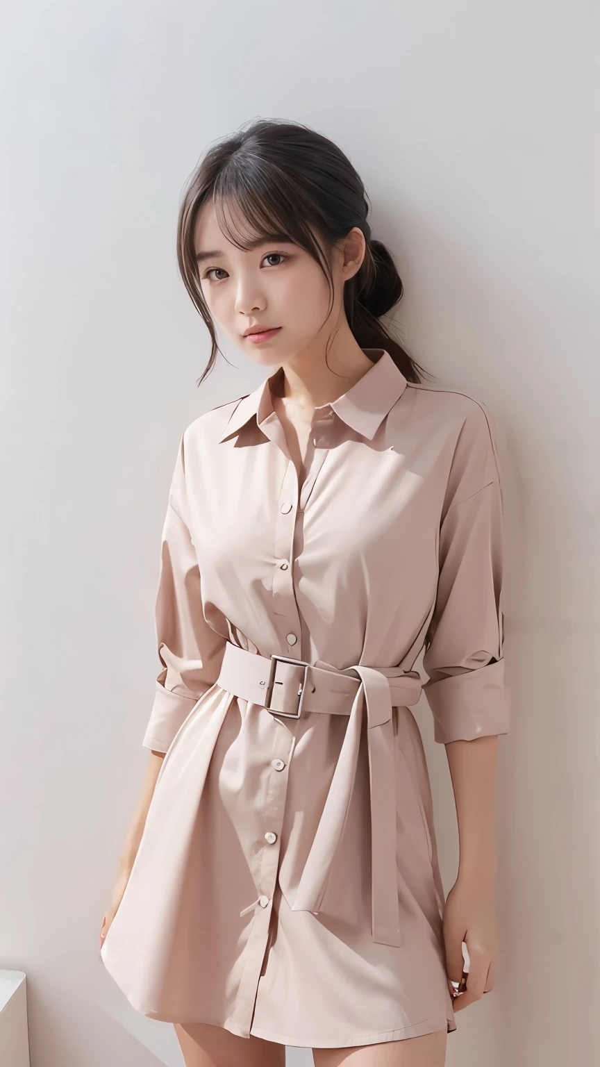 Belted shirt dress