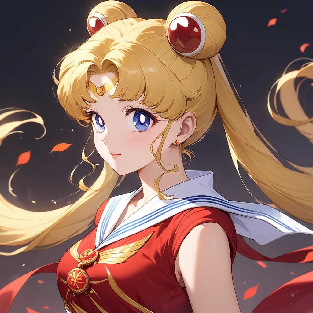 ((Highest quality)), ((masterpiece)), (detailed), (Perfect Face)、The woman is a Chinese Sailor China, a Chinese woman with blue eyes, long blonde hair in a twin-tailed chignon, a beautiful Chinese warrior, wearing a gorgeous Hanfu-like costume and accessories.、The woman is wearing a gorgeous and beautiful Chinese costume, resembling that of a Chinese Communist Party member.、For the sake of China, they change their hairstyle, clothes, and everything they wear to be Chinese, and their thoughts are also Chinese, becoming great Chinese in body and mind.、The woman became a Chinese woman, Sailor China, who is proud of China and loves it devotedly.、She is serving China as a member of the great Communist Party of China.