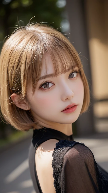 Highest quality, shape, Very detailed, finely, High resolution, 8k wallpaper, 完璧なダイナミックな構shape, beautiful and beautiful eyes, Short Bob Hair,blonde inner hair,Natural color lip, Bold sexy pose,20-year-old girl、cute、Subjects striking sexy poses for the camera、(masterpiece:1.2), Highest quality, (shape:1.2), (Very detailed), Hyper Details, (delicate), (Intricate details), (Cinematic Light, Highest quality Backlights), Delete a row, soloist, Perfect body, (1 girl), Anime girl with clear black eyes and light hair,beautiful, Narrow eyes、 black gothic dress, (Compensate), High Contrast, (Better lighting, とても創造的でbeautiful), (Cinematic Light), flashy、whole body、Highlight good style、((Wallpaper 8k)), ((Surreal)), ((Quality down to the last detail:1.2)), 1 girl, Kind eyes、Fuller lips