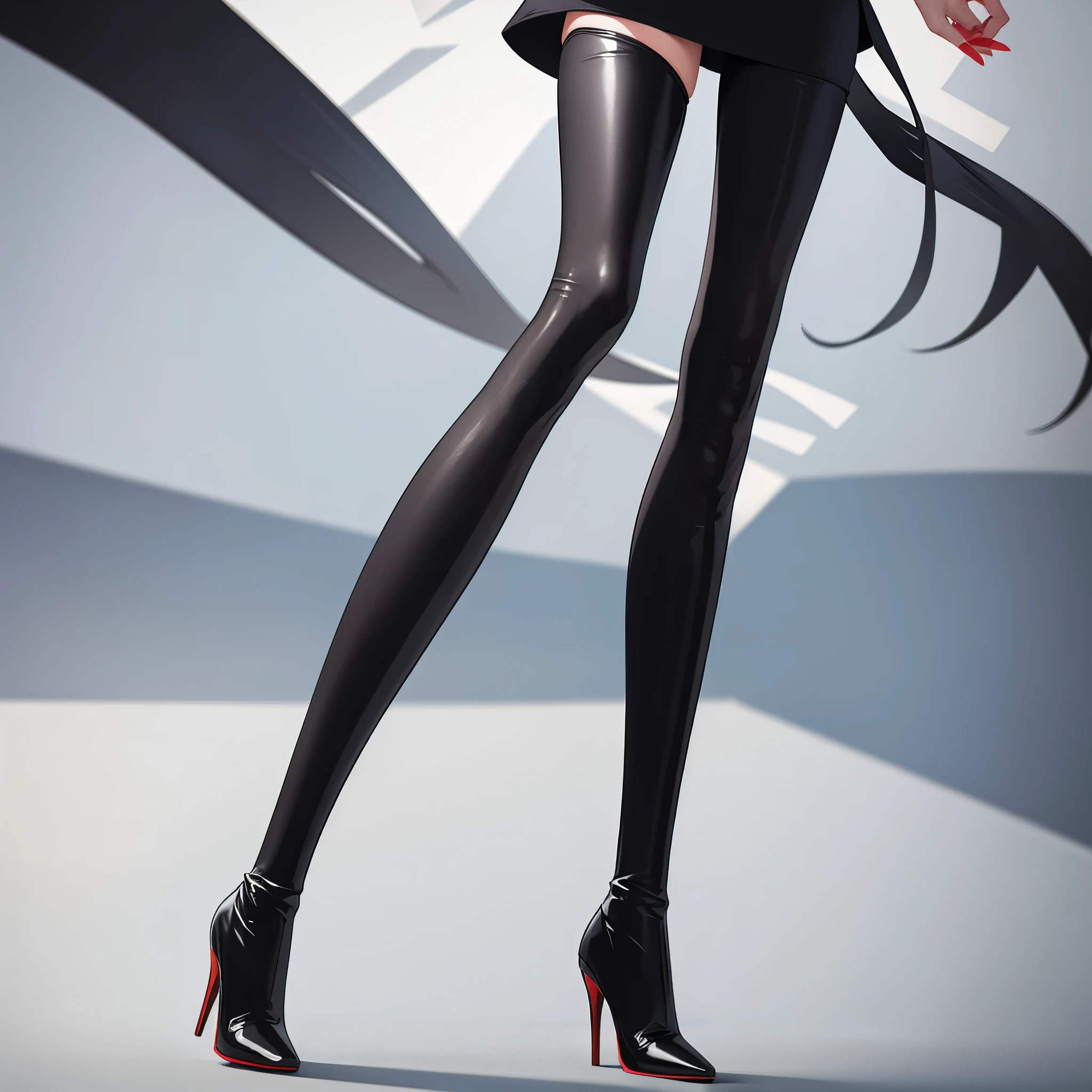 Wearing stiletto-heeled over-the-knee boots:1.1, a beautiful girl, has a pair of long legs , having normal legs, dancing legs, only lower body, best quality, leggings, foot close up view only
