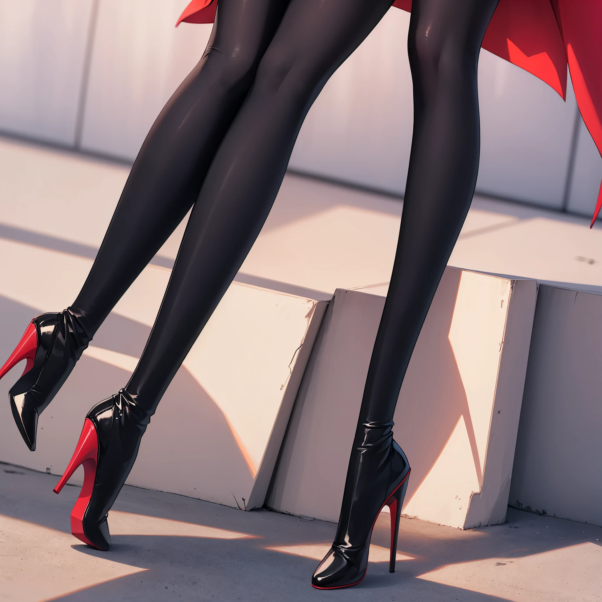 Wearing stiletto-heeled over-the-knee boots:1.1, a beautiful girl, has a pair of long legs , having normal legs, dancing legs, only lower body, best quality, leggings, foot close up view only