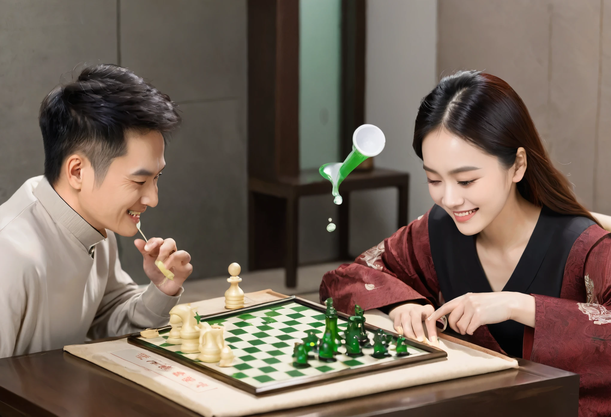 top: Title "Painless Chess,"Fight to your heart's content" is placed in the center in large font,The color can be dark green or blue,To highlight the theme of health and comfort。Subtitle "Enxi Wang's Mugwort Guanning Spray,Relieve pain in neck, shoulder, waist and legs,Let you focus on every game" should use a smaller font size,But still clearly readable,Below the main title。
Center left: Show a warm、Comfortable chess and card room scene,Several players sitting around a table,One of the players is concentrating on playing mahjong,Smiling,Relaxed expression。The background can be soft lighting and warm tones,Create a relaxed and pleasant atmosphere。
Center right: Product close-up showing the bottle design of the Ai Cao Guan Ning spray,Labels and brand names are clearly visible。There can be a small illustration or photo next to it,Shows a player playing chess,Simply pick up the spray and spray it on your neck and shoulders,Demonstrates ease and comfort of use。
Bottom left: Use simple and clear icons and text,Demonstrate the main effects of Artemisia Guanning Spray,Such as "rapid penetration"、“Pain relief”、"Natural mugwort ingredients" etc.。These icons can be simple graphic symbols,With a brief text description。
Bottom right: Show a comparison chart,On one side, the player looks painful before using the spray,另一边是使用后Relaxed expression愉快。This comparison chart can help viewers intuitively understand the effect of the product。
Call to action(CTA): Below or in the corner of the image,添加一个简单的Call to action,For example, "Experience now"、"Learn more" or "Scan to buy",Use bold colors and shapes to grab your audience’s attention。
logo: Place the brand logo in the corner or appropriate position of the image,Make sure it doesn't overlap with other elements,At the same time, it is conspicuous enough,Increase brand recognition。