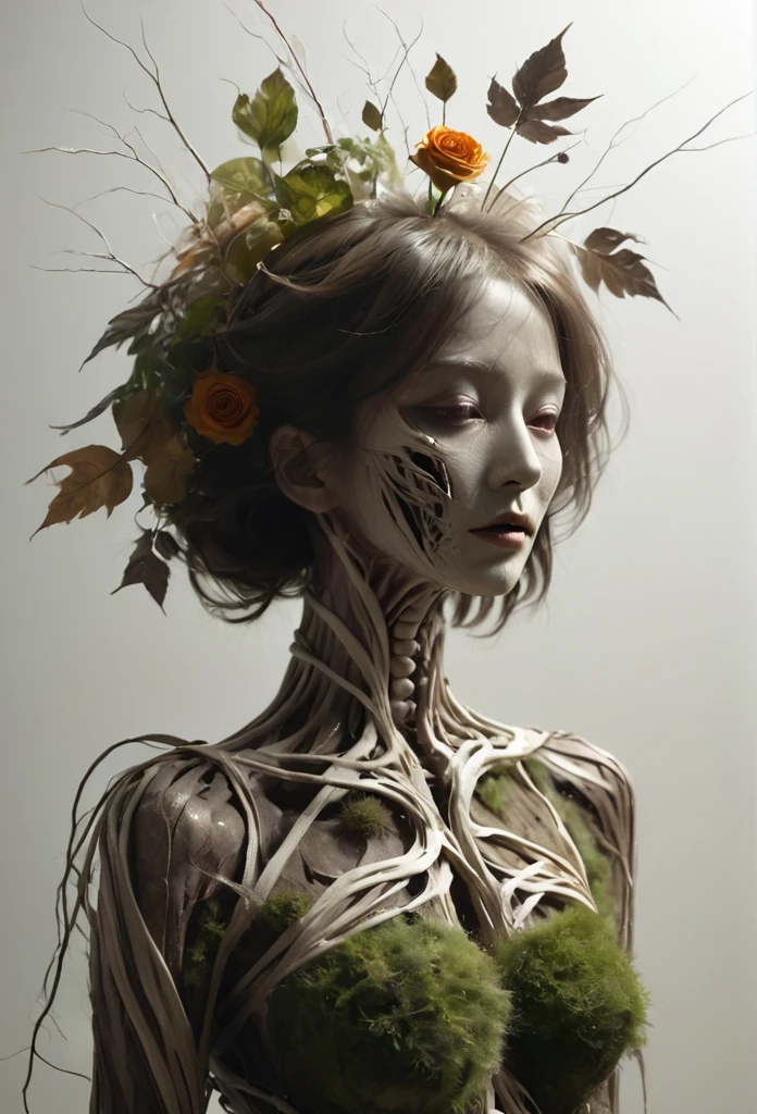 Girl made of dead plants,