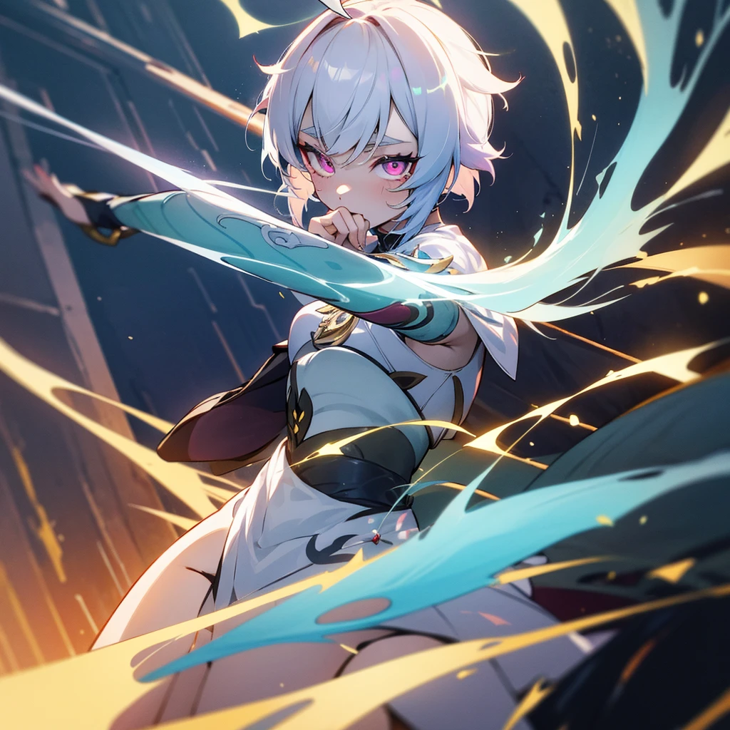 Genshin impact,noelle,glowing eyes,breathe,hot