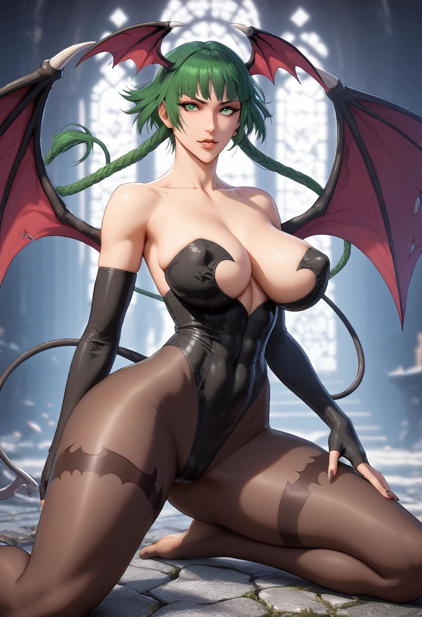 ((morrigan aesland)), De Darkstalkers, with black mesh and bat wings, sexually,(( amazing breasts))
Slim sexually,((a single girl)) big fit ass, shapely thighs, He wears his tight clothes in the background you can see a cathedral ,8k, hyperrealisti, everything seems like an unrealistic representation of the engine ((Vista de complete body)) Perfect hot pose for him, , Like an unreal engine rendering style, aesthetics, Surprisingly beautiful candid moment, full body vintage aesthetics, complete body,35mm film feel, 16K, lumens 9:16 - at 5.1 –q 2 –c 6 –gross style Large, shapely thighs wear tight clothes, (((big tits)))