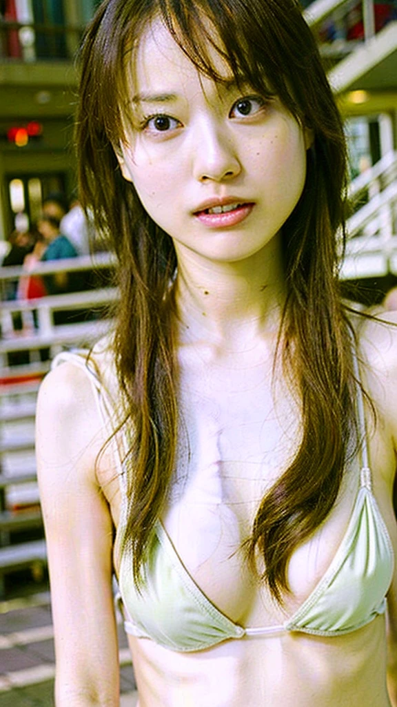 "((Highest quality,16K,High resolution,masterpiece:1.6)),ultra-detailed,(Realistic,photoRealistic,photo-Realistic:1.6),18-year-old,,Full body photo from head to knee,((White Micro Bikini:1.6)),beautiful detailed face,detailed, Thin waist and thick hips, Healthy girl, Full body photo from head to knee, ((showing Underarm:1.1)), ((Underarm:1.1)), (Highest quality,4K,8k,High resolution,masterpiece:1.2),ultra-detailed,(Realistic,photoRealistic,photo-Realistic:1.37), Professional Lighting, Japanese Girls, smile,((Beautiful background blur))、Soft studio lighting,((Delicate artwork on a dark grey background))、((A beautiful figure that stands out against a dark background))、 Soft light illumination"