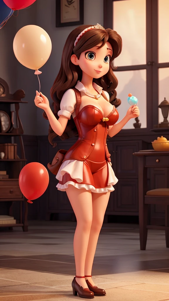 A beautiful lady is standing with a balloon in her hand sexy hot lady