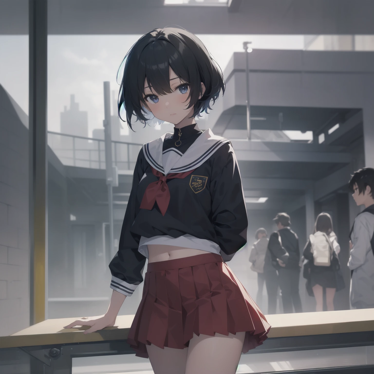 ultra-absurdres-Top quality by artist God, ultra-detailed, high resolution, anime moe artstyle, best anime 8k konachan wallpaper, pixiv contest winner, pool:2810, perfect anatomy,break, 1girl, (Please draw a girl walking sleepily to school alone. )break,(Solo,little female, 13-year-old:1.3),Full limbs, complete fingers,a junior high school student, (very short hair), short cut, flat chest, , small butt, small black eyes, beautiful detailed eyes, well-proportioned iris and pupils, expressive eyes, highres detailed hair, soft expression, salor school_uniform, sailor collar, serahuku, bow, pleated skirt,(Detailed Lighting), (Detailed background), in the School commute route. break,super detailed skin, Best cinematic lighting powered by famous artist, 8k,beauty illustration,photoshop_(medium),very aesthetic,break,((artist:kashikaze )), artist:clamp ,artist:carnelian ,artist:kantoku ,
