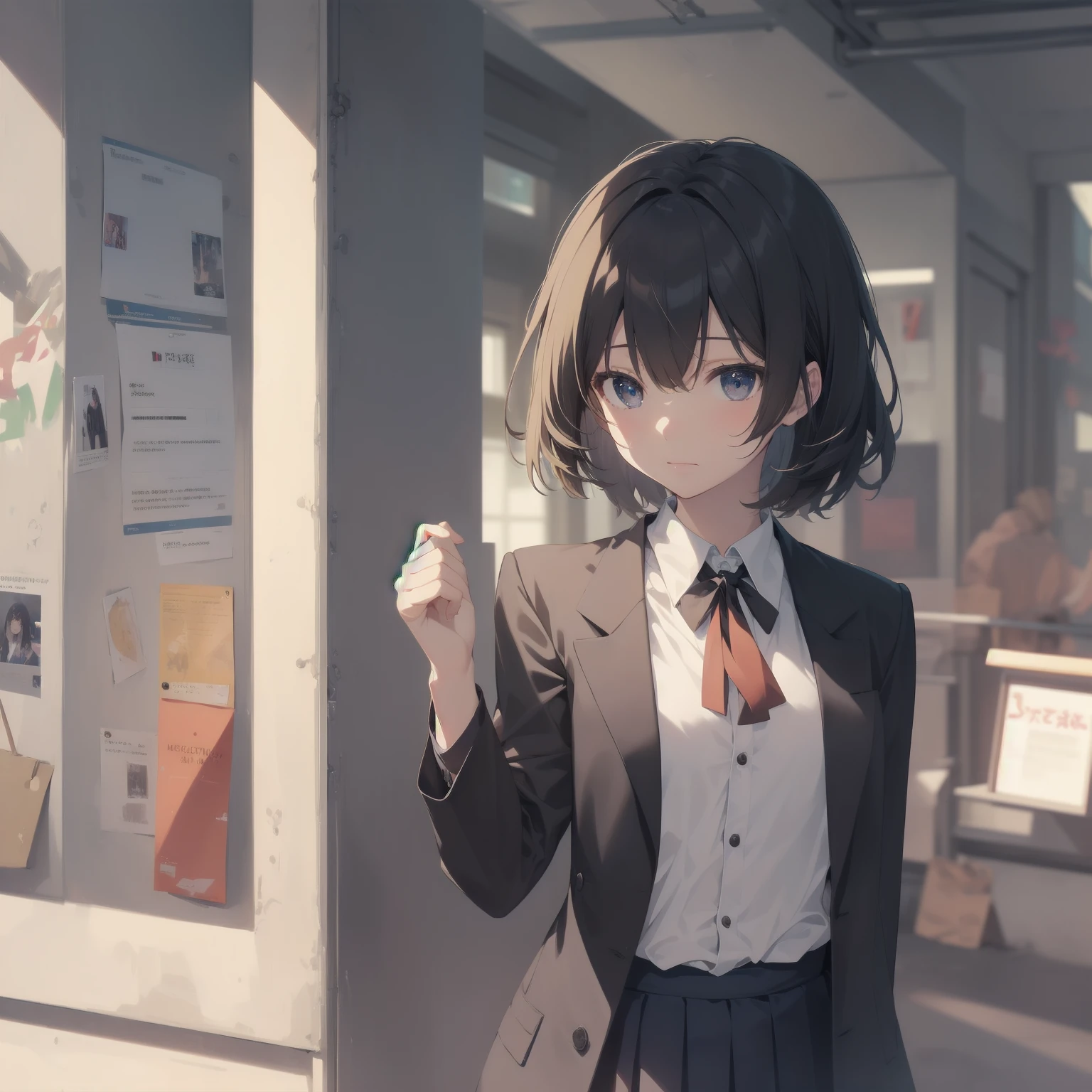 ultra-absurdres-Top quality by artist God, ultra-detailed, high resolution, anime moe artstyle, best anime 8k konachan wallpaper, pixiv contest winner, pool:2810, perfect anatomy,break, 1girl, (Please draw a girl walking sleepily to school alone. )break,(Solo,little female, 13-year-old:1.3),Full limbs, complete fingers,a junior high school student, (very short hair), short cut, flat chest, , small butt, small black eyes, beautiful detailed eyes, well-proportioned iris and pupils, expressive eyes, highres detailed hair, soft expression, salor school_uniform, sailor collar, serahuku, bow, pleated skirt,(Detailed Lighting), (Detailed background), in the School commute route. break,super detailed skin, Best cinematic lighting powered by famous artist, 8k,beauty illustration,photoshop_(medium),very aesthetic,break,((artist:kashikaze )), artist:clamp ,artist:carnelian ,artist:kantoku ,
