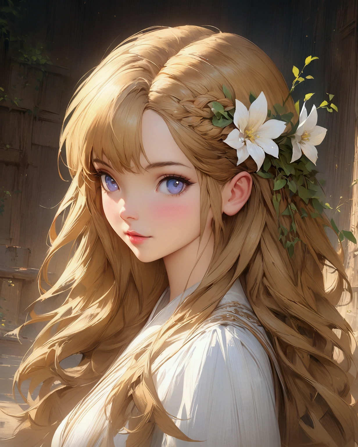 anime - style girl with long hair and flowers in her hair, cute anime waifu in a nice dress, beautiful anime girl, cute detailed digital art, beautiful anime portrait, guweiz on pixiv artstation, artwork in the style of guweiz, guweiz on artstation pixiv, detailed digital anime art, anime style 4 k