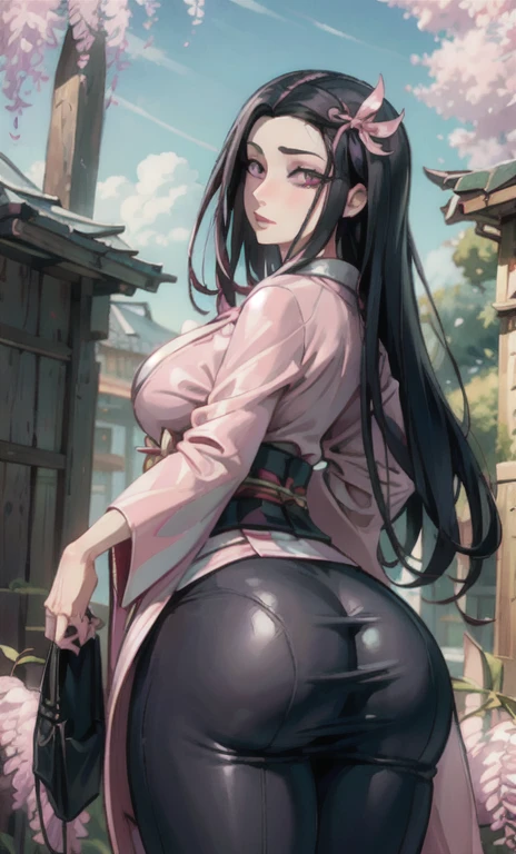 a girl, Nezuko Kamado, Demon Slayer, Kimetsu no yaiba, Nezuko Kamado, crouched, of coasts, big ass, pussy