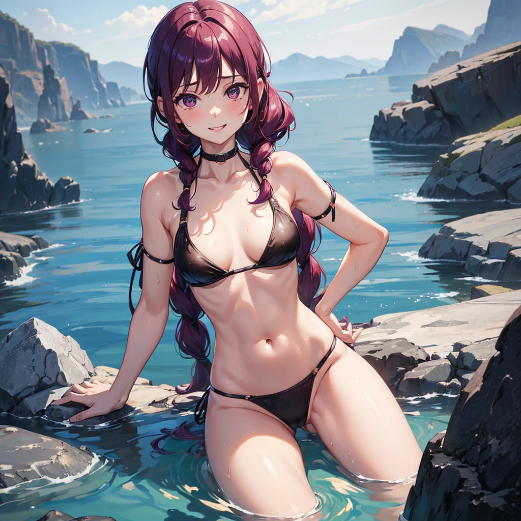 (8k, RAW photo, best quality,sophisticated detail, masterpiece:1.2), (extremely detailed 8k wallpaper),sharp focus, professional lighting, depth of field, cinematic lighting,blur background,BREAK (1girl:1.2),cute face,wet hair,blonde hair, curly hair,braid,slim and smooth lines,slim body,(seductive smile:1.2),Clothes worn by heroes in fantasy,golden ratio,leaning forward,(small breasts:1.4),