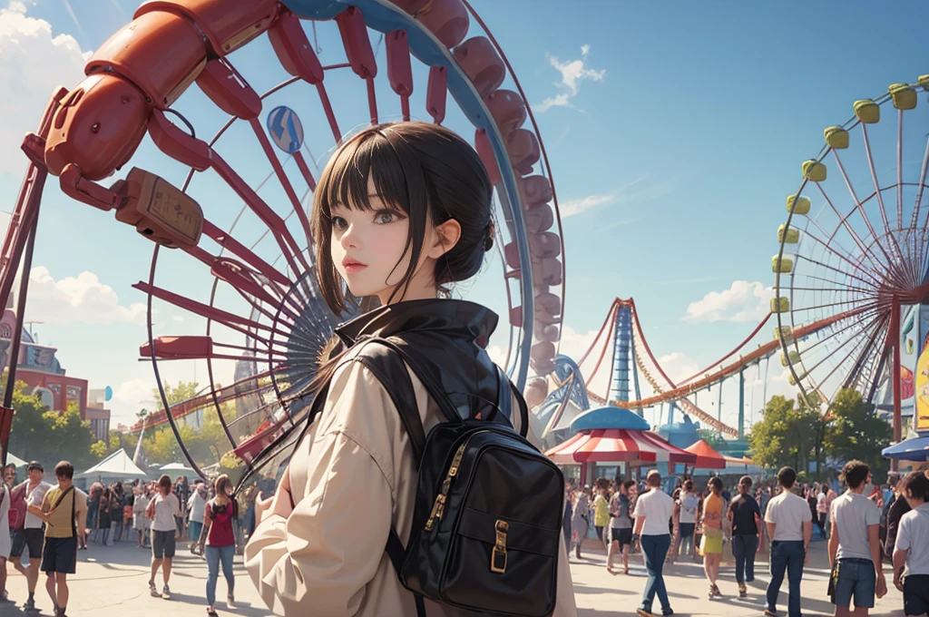 amusement park, lots of people