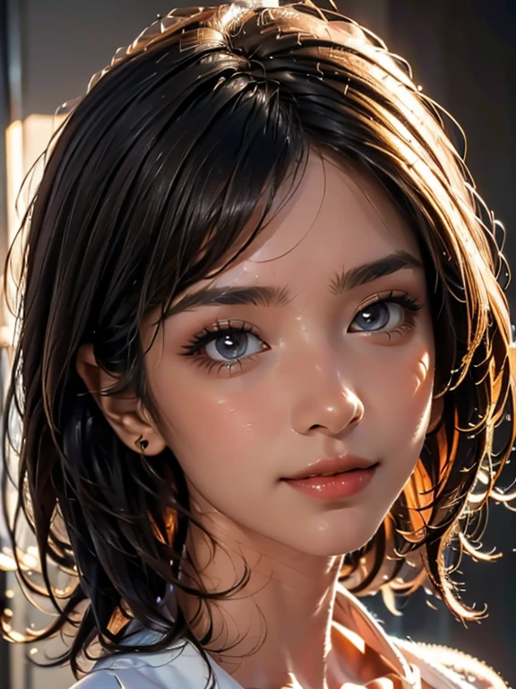 High Quality, High Resolution, Best Composition, One Beautiful Woman, Beautiful Woman, Light Brown Hair, Business Suit, Sharp Focus, Perfect Dynamic Composition, Beautiful Fine Eyes, Fine Hair, Detailed and Realistic Skin Texture, Smiling Face, Close-Up Portrait, Model Body Type, Intricate Details, Voluminous Light,. Portrait, Short hair, Straight hair, Layered hair, Very detailed eyes, Very detailed eyebrows, Very detailed skin, Very detailed mouth, Very detailed nose, Cute as an idol, Looking at me, Upper body.
