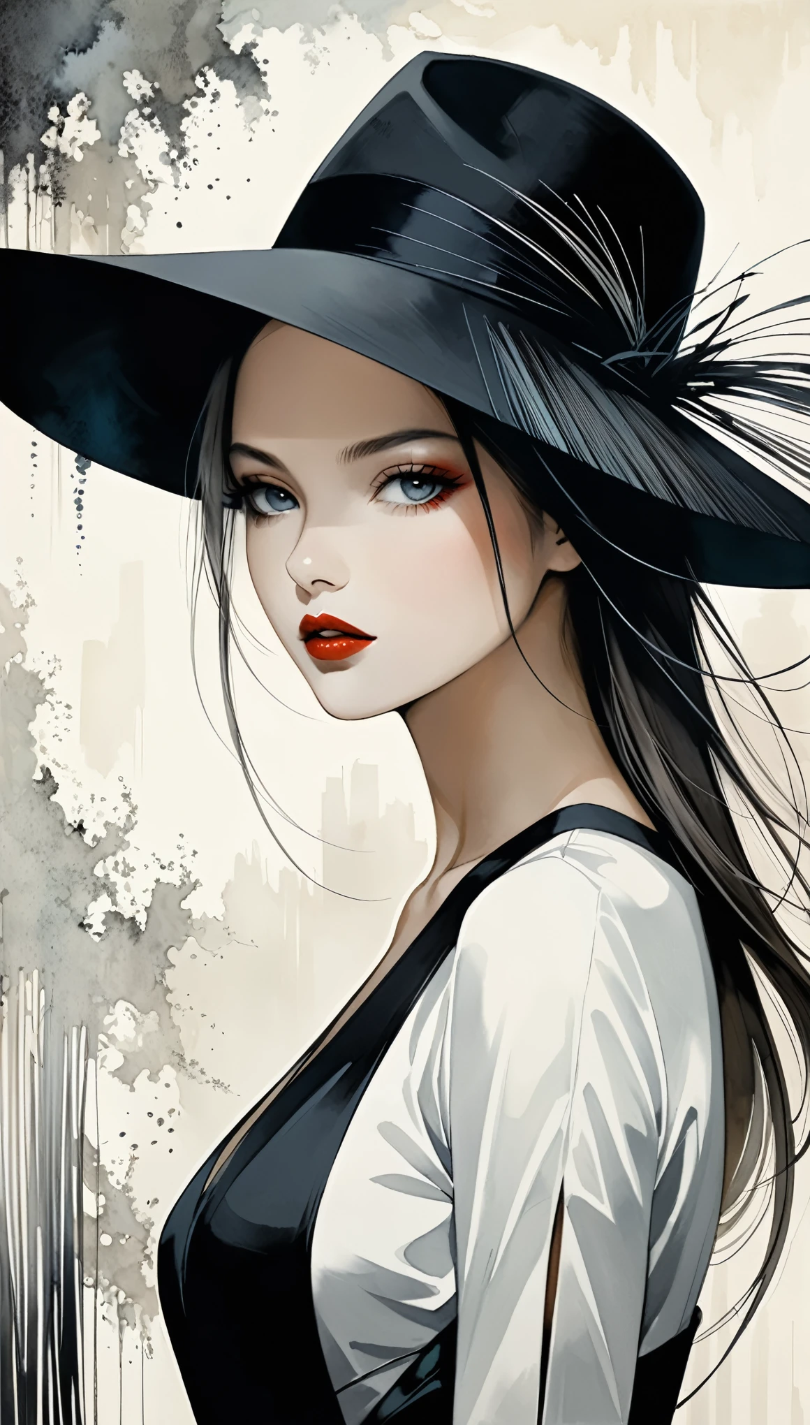 {in style of Hans Hartung},in style of Antonio Mora，[in style of Andy Kehoe:0.5],in style of Anne Bachelier
(1girl:1.4),{cowboy shot:1.4}