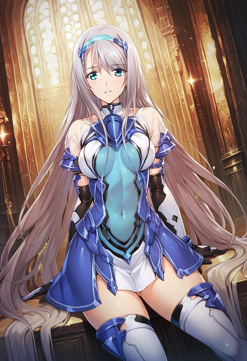 1girl,ellis xillia,magical girl,hairband,hair ornament,white thighhighs,