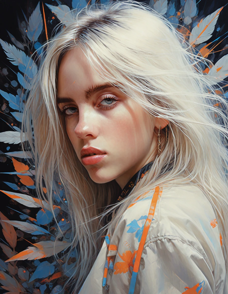 (Ohwx Woman) Very detailed, Digital paint, art station, standing, in front of the camera, Conceptual art, seeds, sharp focus, illustration, art by artgerm and alphonse mucha, high definition digital art, dramatic lighting, fractal networks in the background, al estilo de ilya kuvshinov y Ross tran