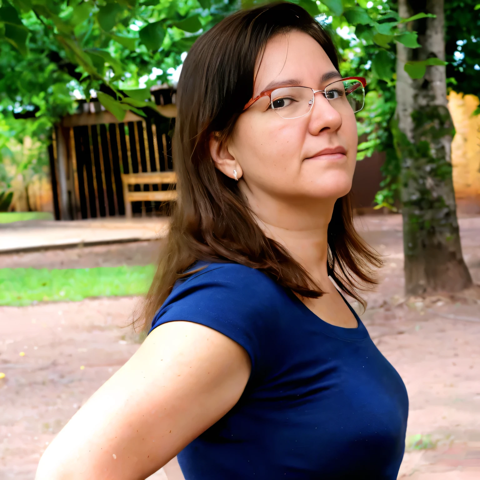 there is a woman standing in a park with a frisbee, centre image, Woman with tanned white skin and medium-length dark brown hair. She is about 40 years old, 165 cm tall and weighs 56 kg, a masterpiece of art. Slender body, thin waist, very elaborate and perfect face. She has a perfect mouth, a perfect face, hyperrealism, highly worked skin, perfect face. Sharp photo, high resolution, high quality, masterpiece, 16K photo. Highly realistic, hyperrealism, high contrast, ((Masterpiece, best quality)), full body view, cinematic lighting, ultra realistic, contrast, close up, cinematic light, ultra high resolution, RAW, high contrast, masterpiece, nude, ?????, NSFW.