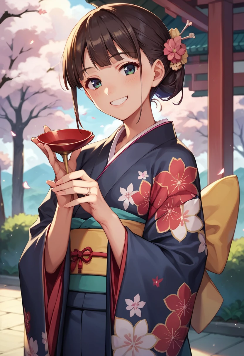 ((masterpiece)),((Ayako Katagiri)),((Katagiri Ayako)),((Full smile)),((Smile)),((happiness)),Healthy Beauty,(((kimono))),sexy,Anatomically perfect hands