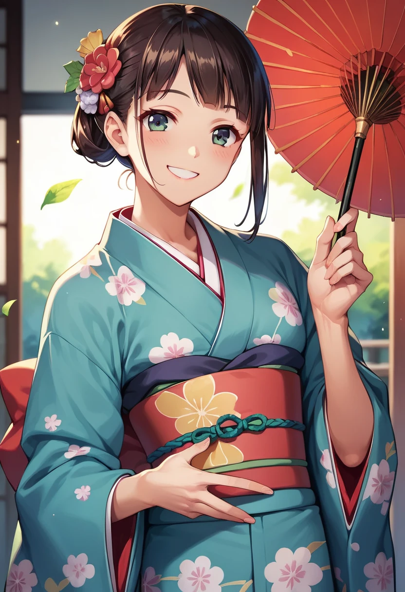 ((masterpiece)),((Ayako Katagiri)),((Katagiri Ayako)),((Full smile)),((Smile)),((happiness)),Healthy Beauty,(((kimono))),sexy,Anatomically perfect hands