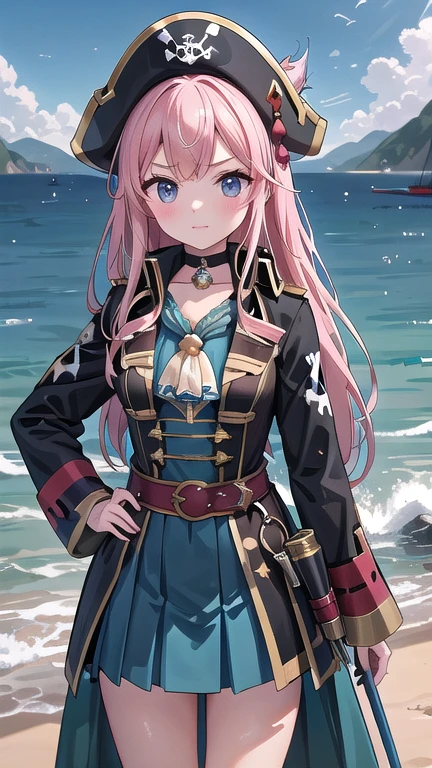 Lots of pirates, Pirate Tactics, cannon, war, (海賊war:1.5),Girl dressed as a pirate, One girl, Black choker, 超High resolution, retina, masterpiece, Accurate, Anatomically correct, Textured skin, Super Detail, Attention to detail, high quality, 最high quality, High resolution, 4K