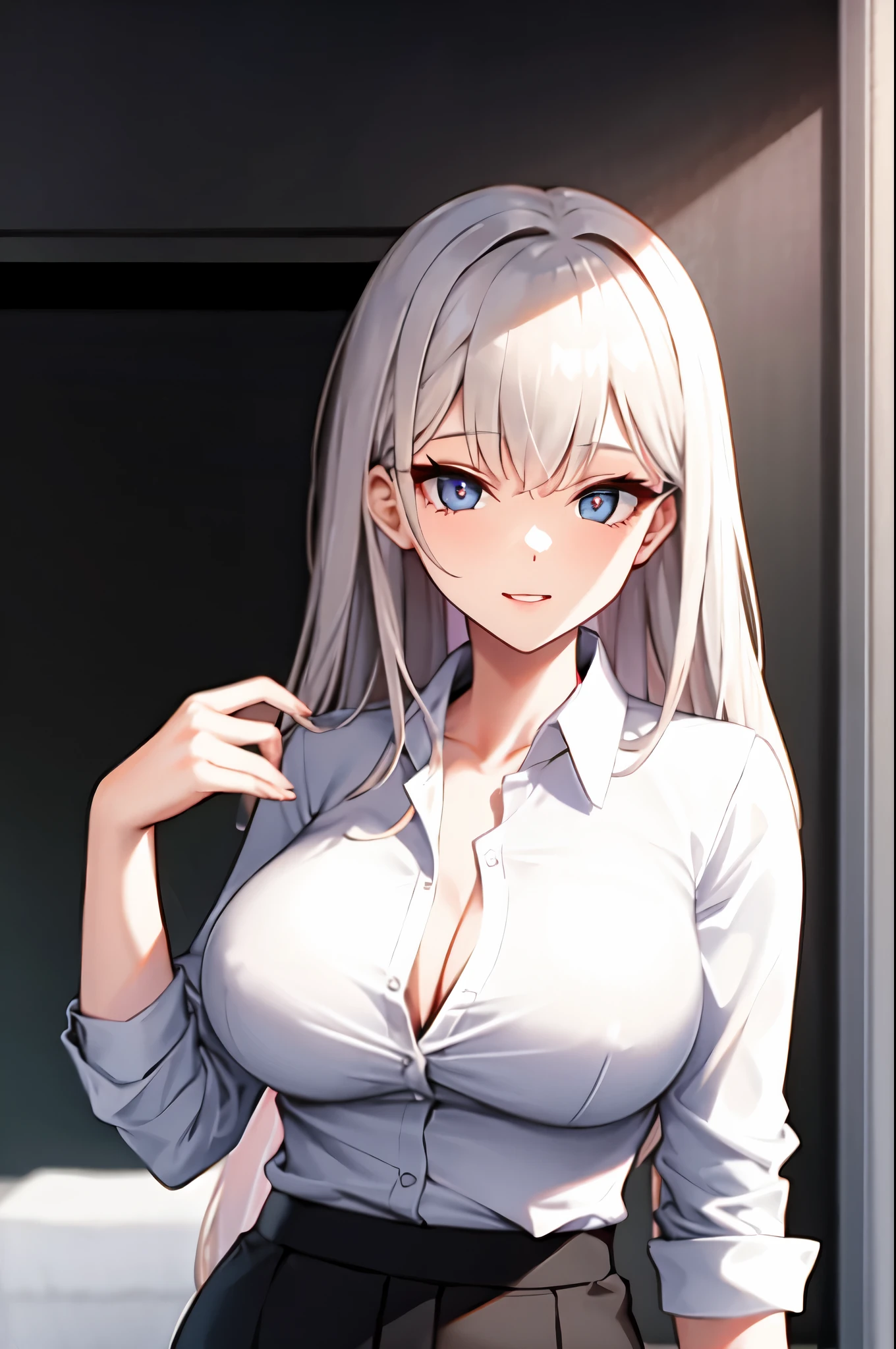 popped collar ,High collar,White shirt,sexy Lady,