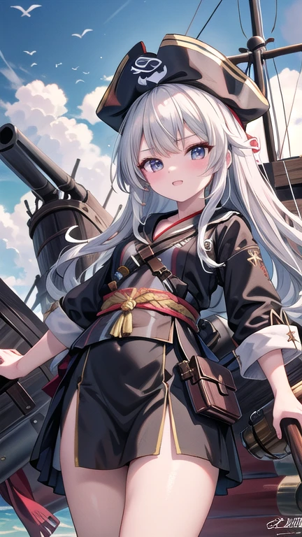 pirate ship,Lots of pirates, cannon, war, (海賊war:1.5),Girl dressed as a pirate, One girl,pirate ship,Lots of pirates, cannon, war, 超High resolution, retina, masterpiece, Accurate, Anatomically correct, Textured skin, Super Detail, Attention to detail, high quality, 最high quality, High resolution, 4K