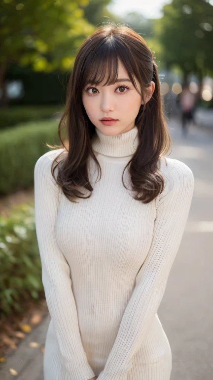 (masterpiece:1.5)、(Realistic:1.5)、(Highest quality:1.4、8k、RAW Photos)、
Ultra-high resolution、Professional Lighting、Perfect dynamic composition、Outdoor shooting、
Film Grain、chromatic aberration、(Bokeh:1.1)、
Frank、Sophisticated、charm、Surreal、Attention to detail、Golden Ratio、
(1 girl)、Slender girl、繊細でcharm女の子、Cute Woman:1.4、
Serious expression、Looking at the audience、Various poses、
Light brown hair、Shiny Hair、Hairstyle: Ponytail、
Realistic looking skin、
Shut your mouth.、Beautiful Eyes、double eyelid、Thin arms、、
(Wearing a white ribbed turtleneck sweater dress:1.3)