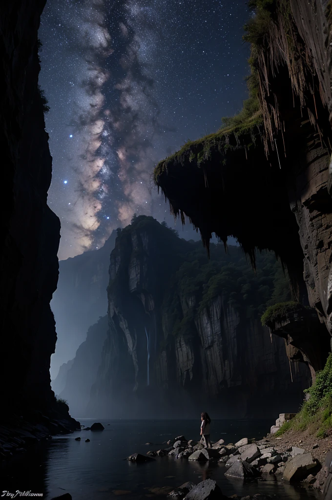 Damp cave、midnight、darkness