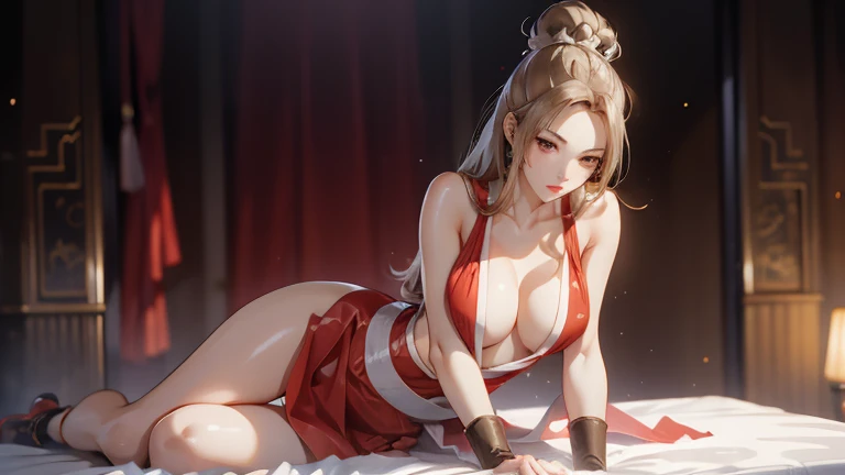 high quality,HD,16K,Sharp Line,1 Girl,fantasy, （Fire Spirits）,Pretty Face, Large Breasts, Beautiful legs,In the mountains,Focus Girl,detailed Pretty Face,Detailed clothes,beautiful eyes,Cool,Sexy,Dynamic Angle,穿着华服的神明Strike a pose拍照, Ancient mysterious sexy goddess, Traditional beauty woman, Beautiful female warrior god of war , Beautiful sexy goddess, Gorgeous role-playing, high, Beautiful young girl, Beautiful woman, 华丽Beautiful woman, Complex clothing,Chinese Mystical Aesthetics, Beautiful Asian ancient mysterious girl, Extremely detailed shot of the goddess, Jaw-dropping sexy beauty, Big breasts deep neckline sexy belly button（butt), (bedroom), (Sexy Girls), masterpiece, best quality, Bangs, blush, Chest, clavicle, Eyebrows visible through hair, (Gradient red and gold hair), Jewelry, Long hair,Bright Eyes, ring, (solitary), illustration, fashionable, miss, Strike a pose, background, element, confident, Express, Accessories, majestic, striking, key point, Dynamic poses, ((plump)), (black))Woman in transparent dress,Viewer,(((Full breasts, Keeley University))),Slim waist,(Navel exposed,Bare waist), Long hair, extreme detailed details, 详细的fantasy艺术, Stunning character art, Beautiful and exquisite character art, Beautiful transparent dress, Very detailed, Large Breasts，Chest，Golden ratio figure，Beautiful figure，Ultra wide-angle shooting，Full body shot拍摄，Body close-up，Full body shot，Wearing a pleated tulle skirt，柔和动漫illustration, 柔和的深色background，Fujifilm XT3 Clear focus, f 5.6, High Detail, Clear focus,(Wearing openwork clothing),, (Natural light), (Tempting)translucent, Good velvet quality, Compared, Divine Light,, Silver hair, 天空background, Absolute Strength,Female Shinmei，穿着性感丝绸的Female Shinmei,，Large Breasts，Chest，Golden ratio figure，Beautiful figure，Ultra wide-angle shooting，Full body shot，Body close-up，Full body shot， Wearing a tulle dress, Model shooting style, Large Breasts，饱满Chest，Golden ratio figure，Beautiful figure，(Extremely detailed CG 8k wallpaper unit), The most beautiful artistic photos in the world, , 8K 超HD, ) on the beach，Sexy lazy posture，Sexy seductive expression，best quality,masterpiece,Ultra-high resolution,(Practical:1.4),original photo,Ultra-high resolution